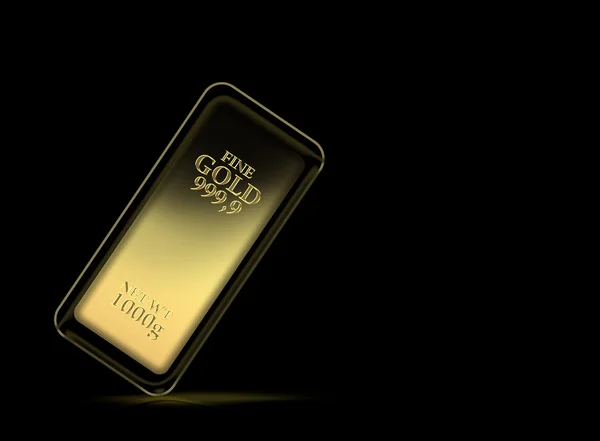Barra de oro de 1 kg aislada sobre fondo negro con recorrido de recorte —  Fotos de Stock