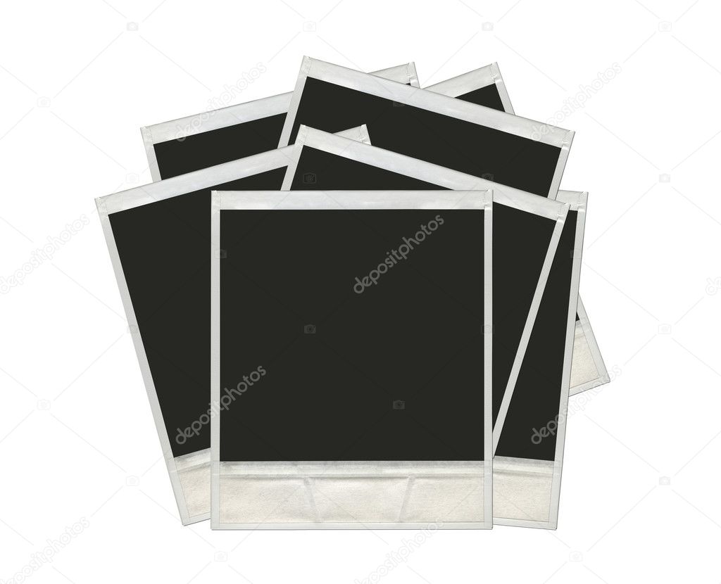Many polaroid photos isolated on a white background + clipping path