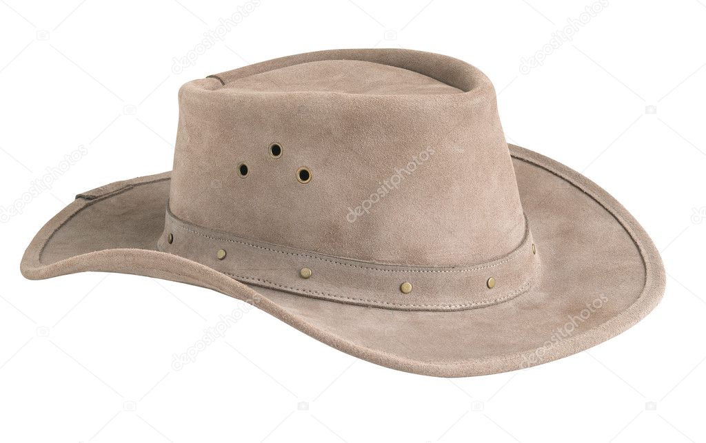 Leather Cowboy hat isolated on white.