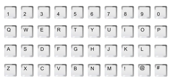 Die Computertasten des Alphabets isoliert auf weiß — Stockfoto
