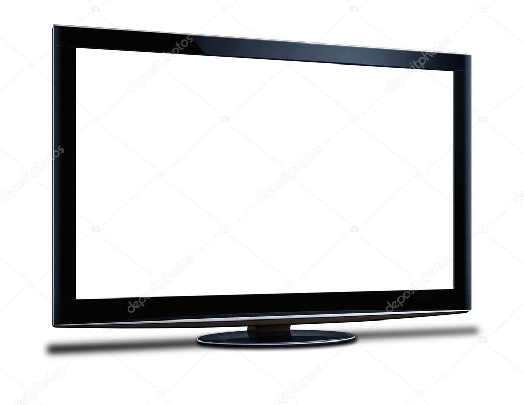 Widescreen hdtv lcd monitor on the white background