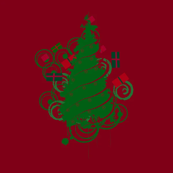 Árbol de Navidad y regalos — Vector de stock
