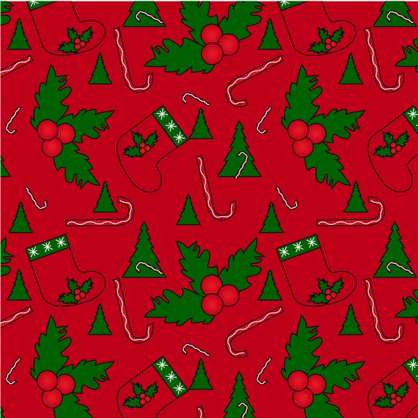 El patrón rojo de las costuras de Navidad — Vector de stock
