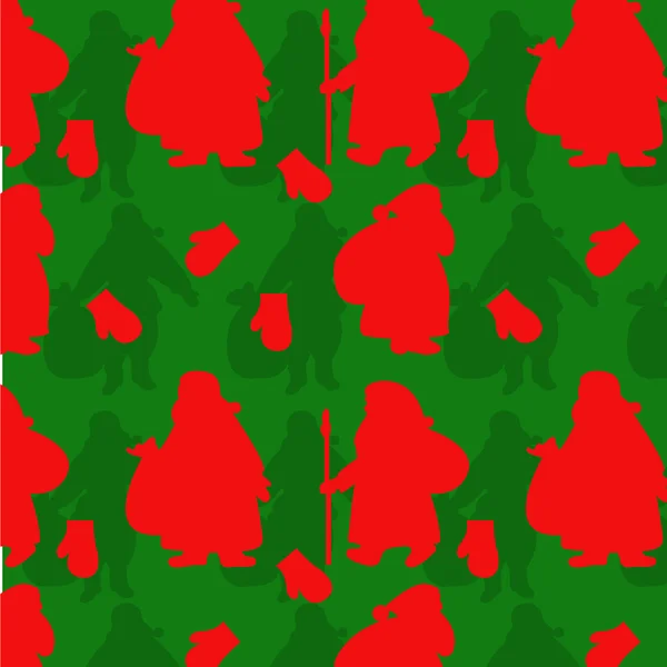 The green vector illustration of Santa's silhouettes — Stock Vector
