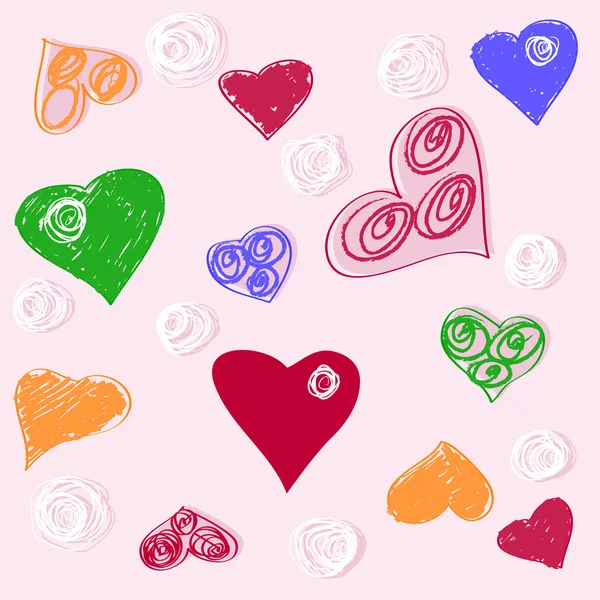 Rosa Karte mit Herzen — Stockvektor