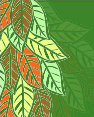 Milticolor leaves on a green background clipart