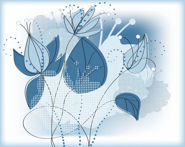 Blue Flowers Grunge Background — Stock Vector