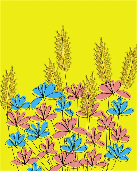 Färg blommor och gryn — Stock vektor