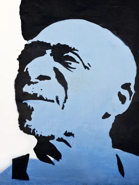 Graffiti Portrait Van Een Man Blauw Zwart — Stockfoto