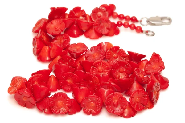 Red Coral Beads isolated — Stock Photo, Image