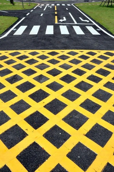 Yellow cross line and zebra symbol — Stock Photo, Image