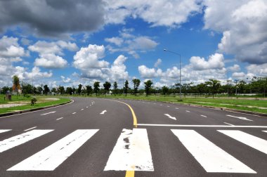 Zebra walk way with blue sky clipart