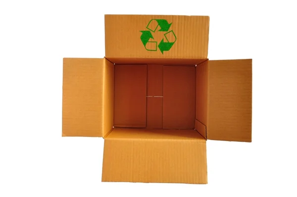Caja de papel de reciclaje de color marrón — Foto de Stock
