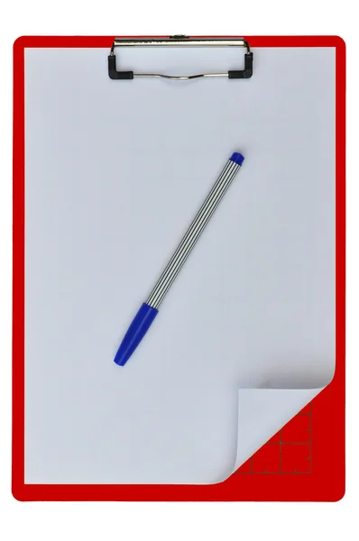 Rode kleur schrijven planken met blauwe pen — Stockfoto