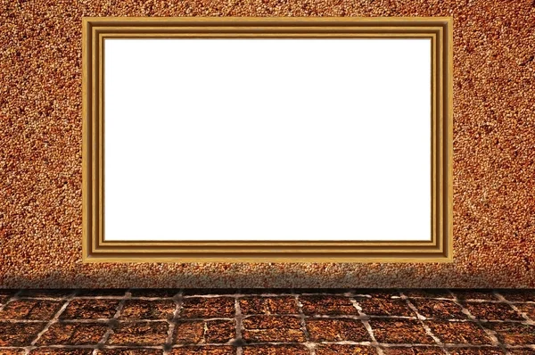 沙墙背景作为木制相框 — 图库照片