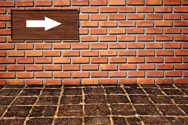 Nyíl jel-on brickwall minta — Stock Fotó