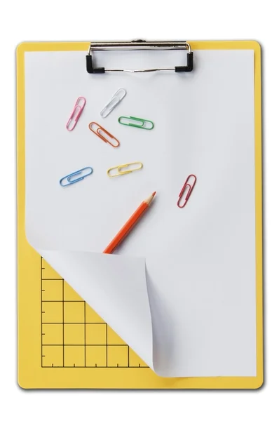 Schreibtisch und farbenfroher Clip — Stockfoto