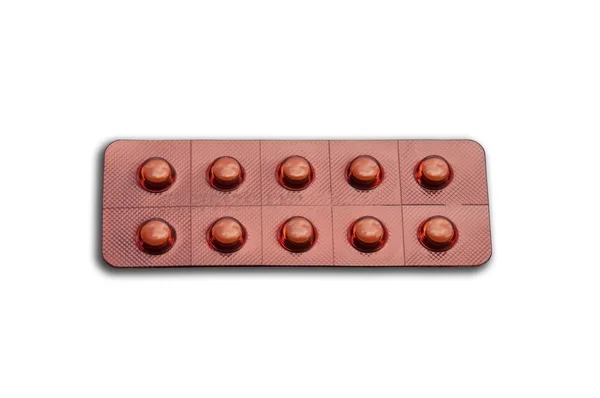 Beyaz izole arka plan olarak ilaç tablet — Stok fotoğraf