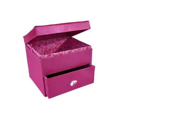 Růžové krabičky jako bílé izolovat pozadí — Stock fotografie