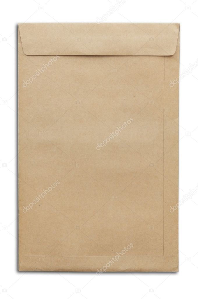 Brown envelop as white isolate background