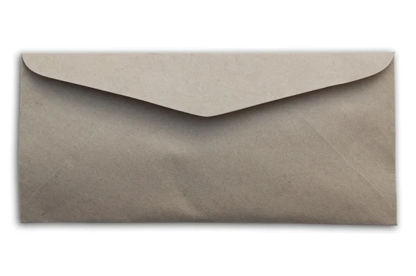 Bruine kleur envelop als witte isoleren achtergrond — Stockfoto
