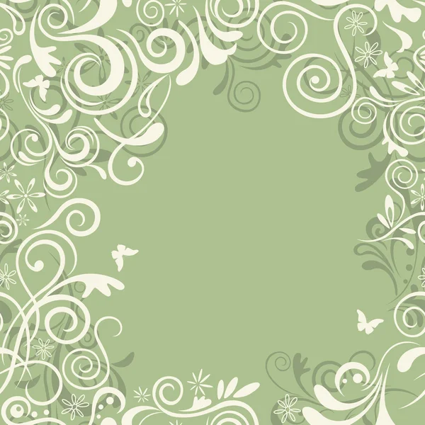 抽象のシームレスな緑花のフレーム — ストックベクタ