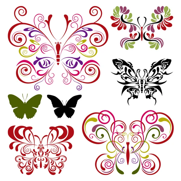 Set di elementi a farfalla — Vettoriale Stock