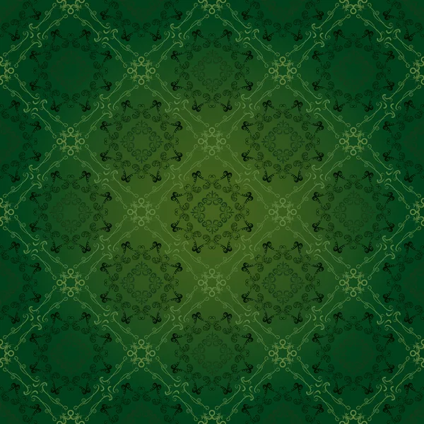 Sömlös gröna blommönster — Stock vektor