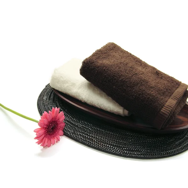 Towel and blossom — Stock Photo, Image