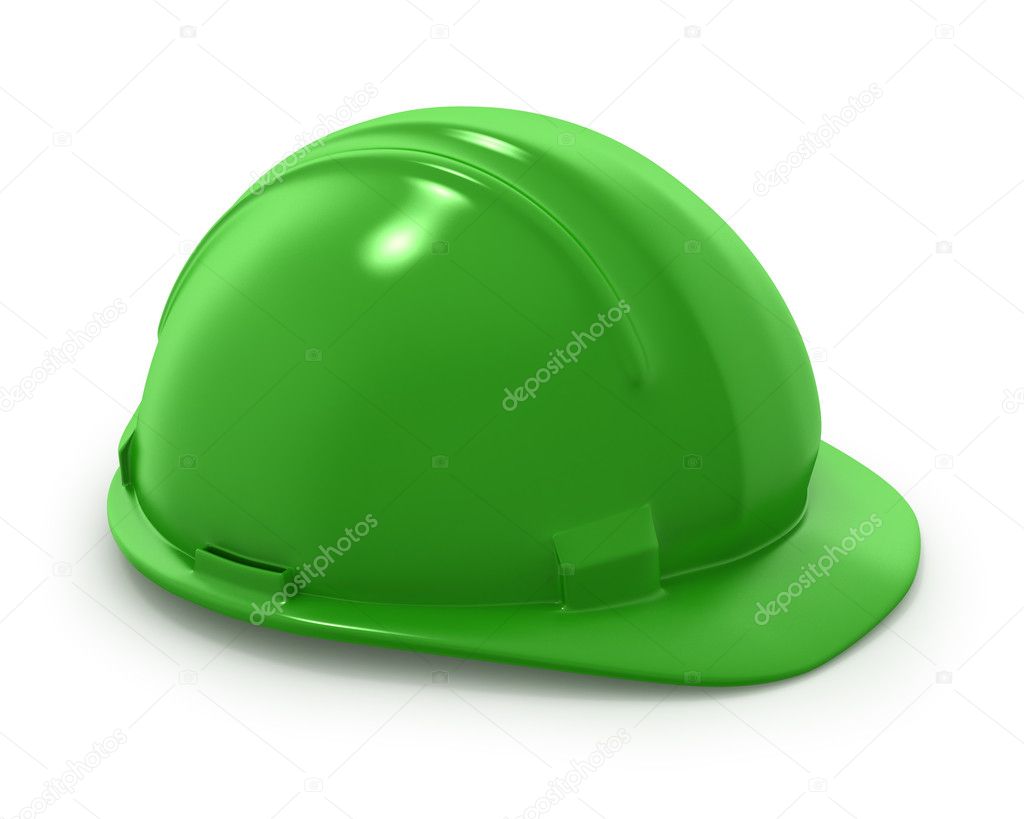 Green builder's helmet
