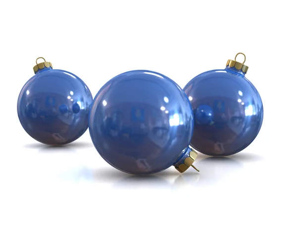 Poucas bolas de Natal azuis brilhantes e brilhantes isoladas — Fotografia de Stock