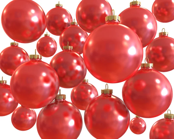 Fundo de bolas brilhantes de Natal vermelho isolado — Fotografia de Stock