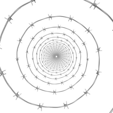 Barbed wire spiral frontal view clipart