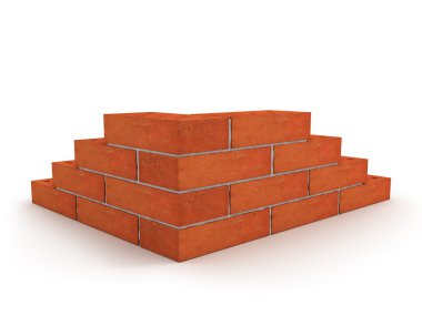 Corner of wall made from orange bricks clipart