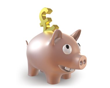 3d piggy bank with pound symbol clipart