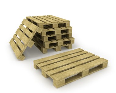 Wooden pallet and stack of pallets isolated on white clipart