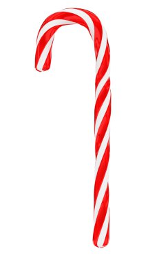 Christmas candy cane isolated on white, vertical clipart