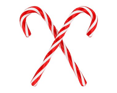 Two crossed christmas candies isolated clipart