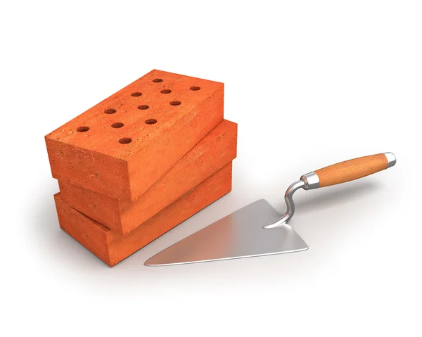 Bricks and trowel — Stock Photo, Image