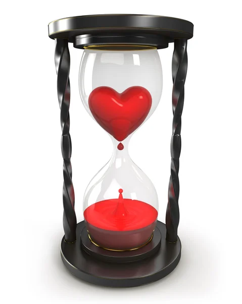 Hourglass with heart and blood — Stock Photo, Image