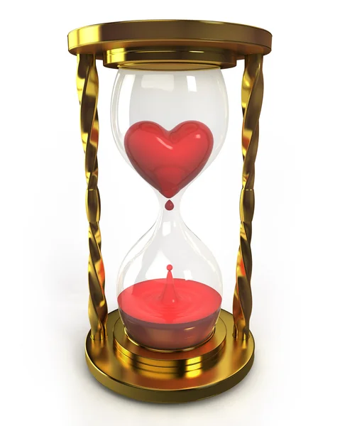 Kalp ve kan ile altın kum saati — Stok fotoğraf