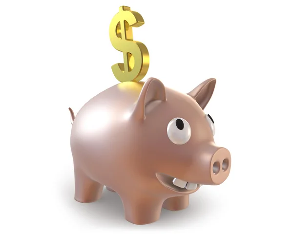 3D piggy bank dollár szimbólum — Stock Fotó