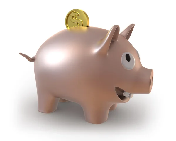 Свинка с монетой — стоковое фото