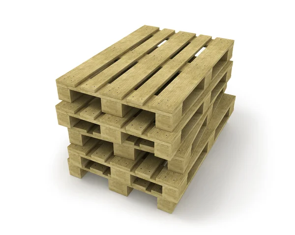 Stapel van houten pallets geïsoleerd — Stockfoto