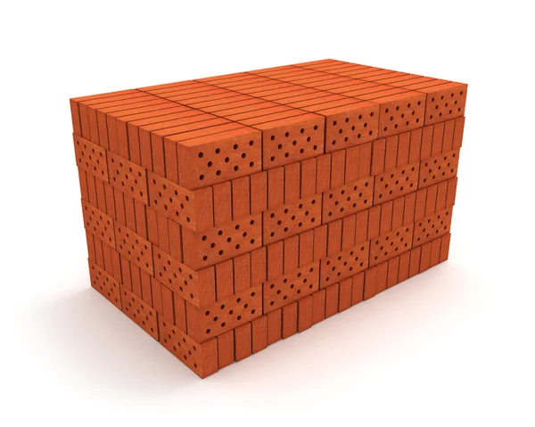 Stack of orange bricks isolated on white — Stock Photo, Image