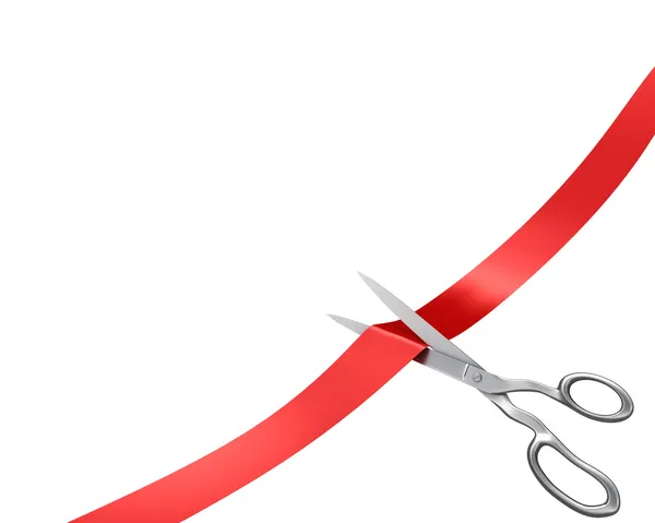 Scissors cut ribbon, corner version — Stock Photo, Image