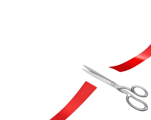 Scissors have cut ribbon, corner version — Stock Photo, Image