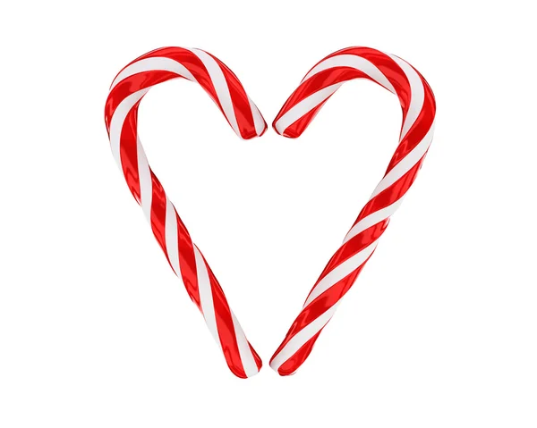 Serce z Boże Narodzenie cukierki na białym tle — Zdjęcie stockowe
