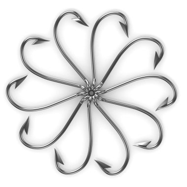 Abstract flower made from fishing hooks clipart