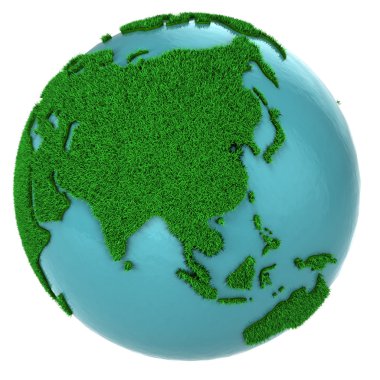 Globe of grass and water, Asia part clipart